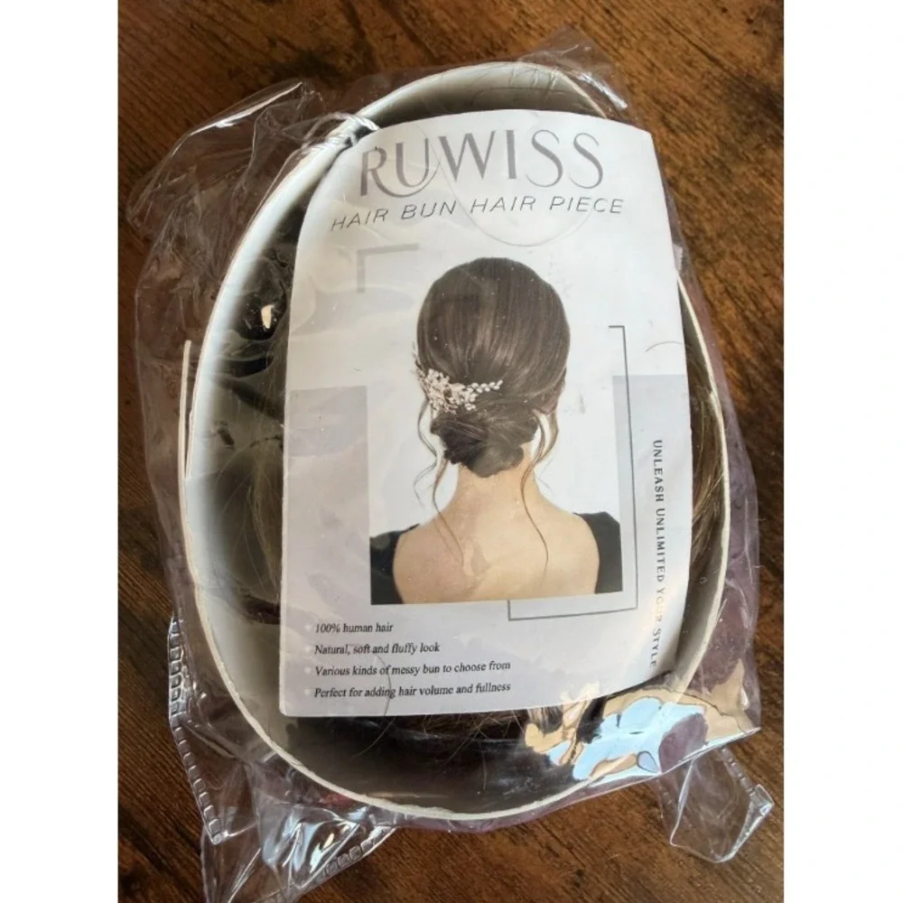 Messy Bun Hair Piece Claw Clip In Real Human Hair Extension Light Brown